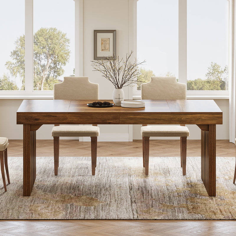 Gracie Oaks Rustic Rectangular Wood Dining Table | Wayfair